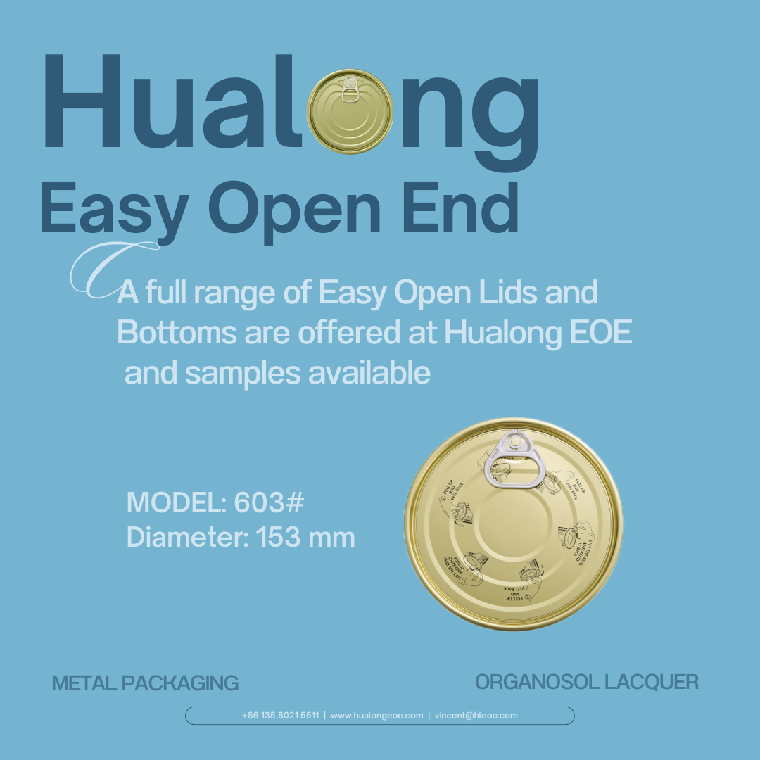 Una gamma completa di coperchi e fondi Easy Open è offerta presso Hualong EOE e sono disponibili campioni1